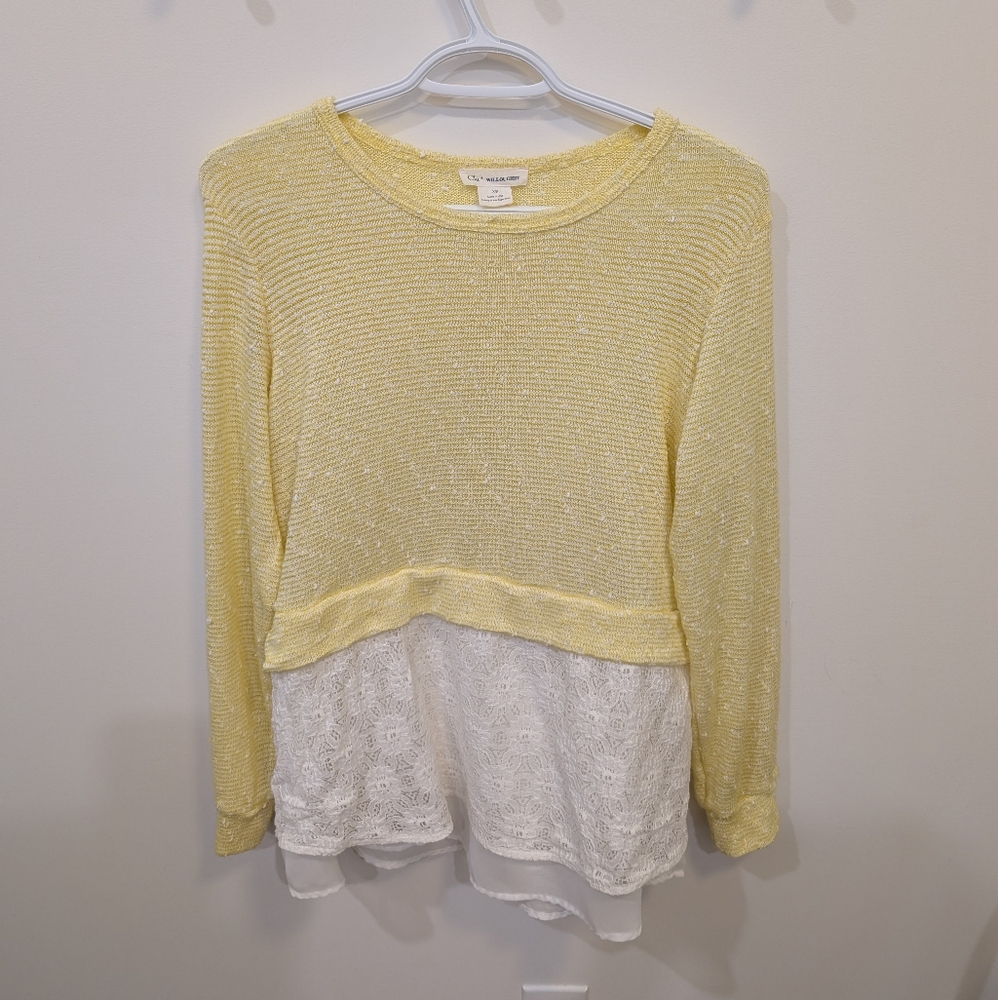 Anthropologie Yellow Blouse with Sweatshirt Sleeves